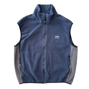 Helly Hansen Fleece Vest Mens Large Full Zip Sleeveless Sweater Mock Neck Blue